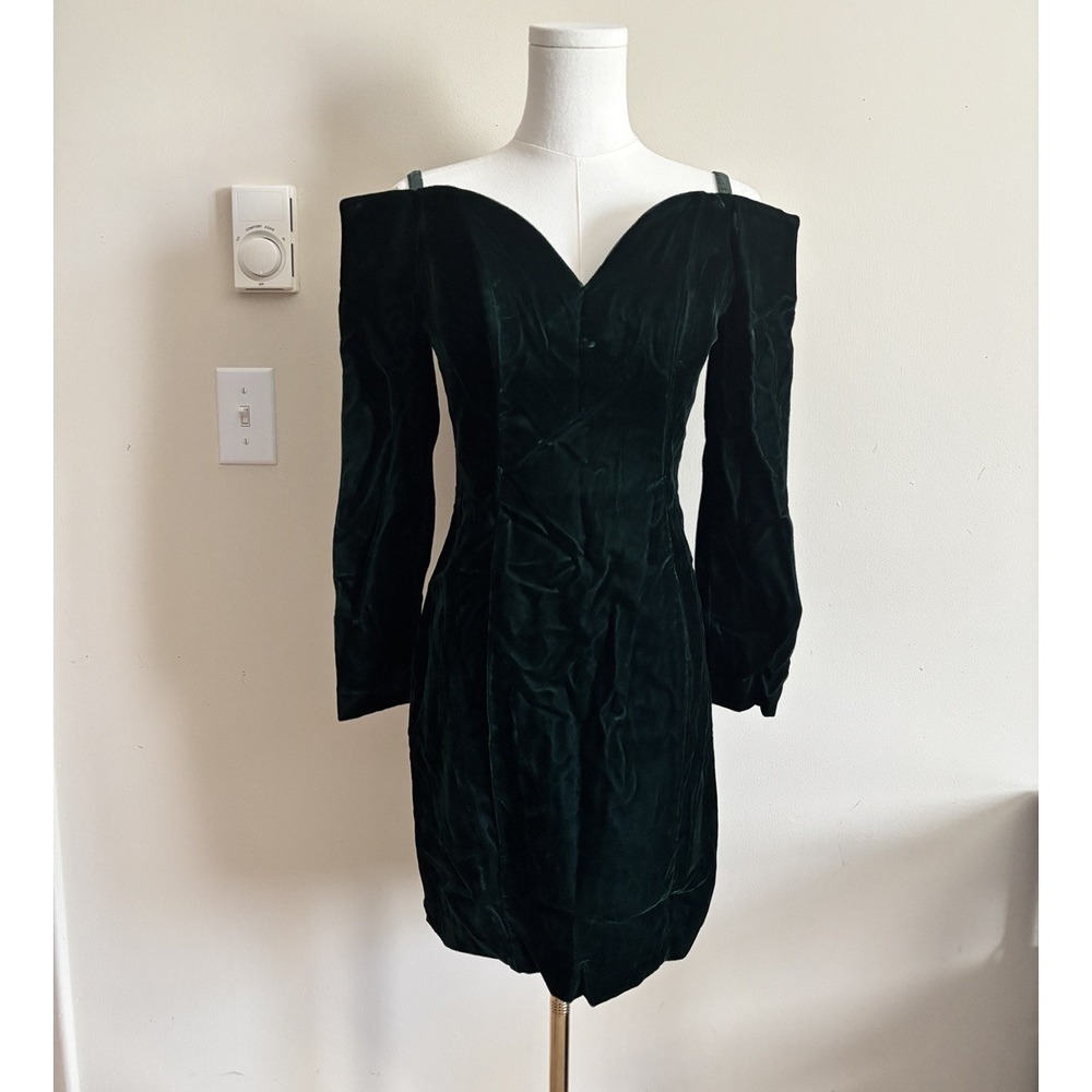 VTG Roberta Velvet Dress 80s Y2K Going Out Party Green Small Diana Revenge Dress